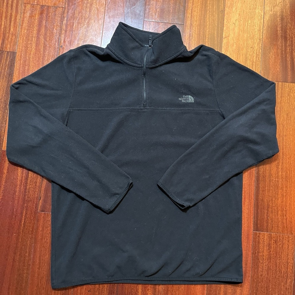 The North Face Shirt Mens Large Black 1/4 Zip Pullover Long Sleeve Fleece